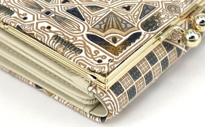 【文庫屋大関】三つ折りミニ財布　カロ（ブラック）【皮革工芸品】 ファッション 小物 民芸品 お札 カード 小銭 手のひらサイズ コンパクト 大人 タイル 牛革 手作り 国産 