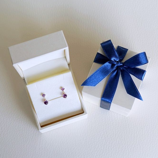 【ジュエリー】K10 イエローゴールド  アメシスト 揺れる ピアス 保証書付 SR-2012 242-003-a