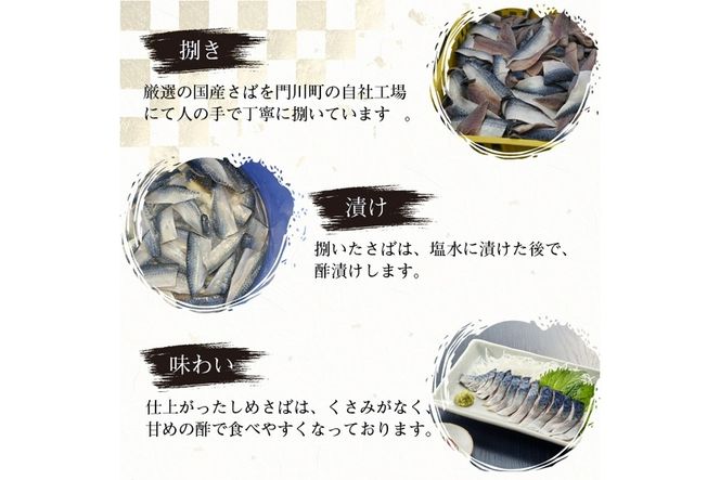 小分けしめさば(計約1kg・約50g×20枚)鯖 魚介 簡単 個包装 おつまみ 魚 海鮮 冷凍【MR-1】【株式会社マルユウ水産】
