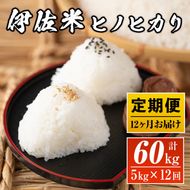 J5-02 【定期便】鹿児島県産！伊佐米ヒノヒカリ(計60kg・5kg×12ヶ月) 薩摩の北の郷、清き水の流れで生まれるお米【神薗商店】