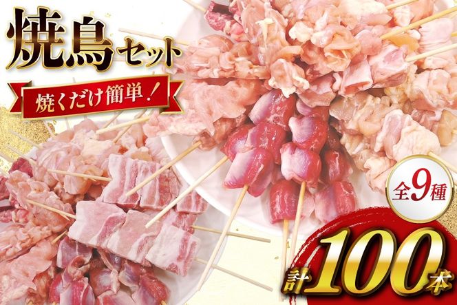 焼き鳥 冷凍 宮崎県産 焼鳥 100本 バラエティセット [TRINITY 宮崎県 日向市 452061316] 生 鶏肉 やきとり セット おつまみ 晩酌
