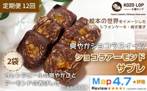 1225.【定期便12ヶ月】鳥取県産 爽やかショコラスイーツ ショコラアーモンドサブレ 2袋×12回 313726_BD106