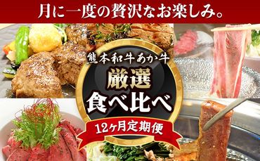 牛肉 [12ヶ月定期便]あか牛づくし 厳選食べ比べ 道の駅竜北[申込み翌月から発送]あか牛ハンバーグ ロースステーキ しゃぶしゃぶ用 ランプ ミスジ 三角カルビ焼肉用 ヒレ イチボ もつ鍋 ホルモン くまモンハンバーグ ローストビーフ---sh_fsa12tei_24_500000_mo12num1---