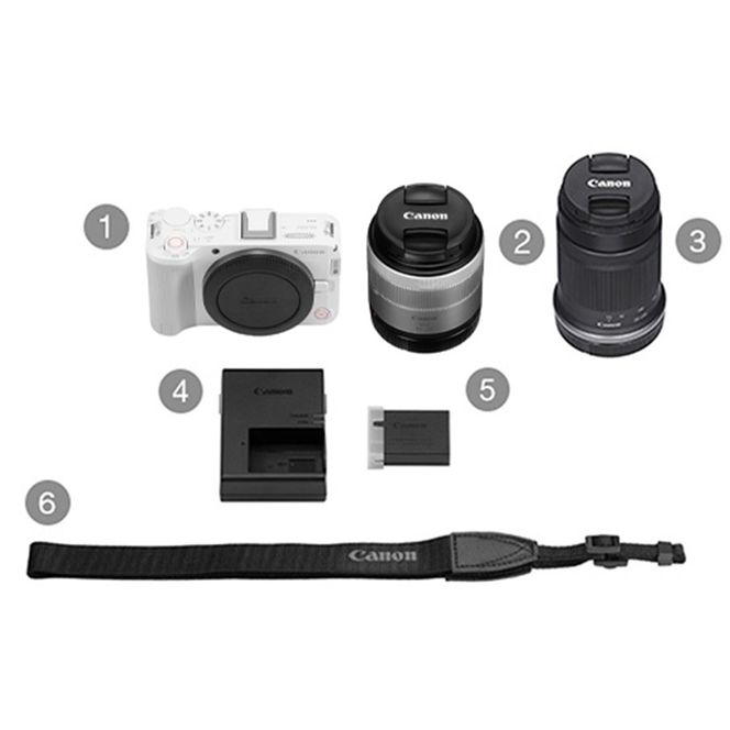 【Canon】 キヤノン ミラーレス カメラ EOS R50V ダブルズームキット ホワイト キャノン 一眼 動画 家電 旅行 軽量_0058C
