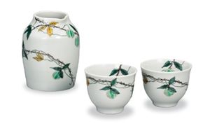 九谷焼　晩酌揃　風船かずら　宮本晄作 a05 工芸品 