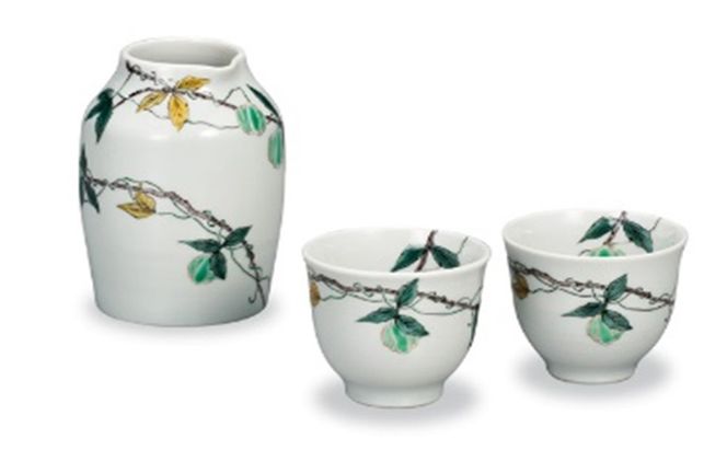 九谷焼　晩酌揃　風船かずら　宮本晄作 a05 工芸品 