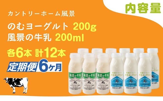 【定期6ヶ月】のむヨーグルト200g 風景の牛乳200ml 各6本 SKB125