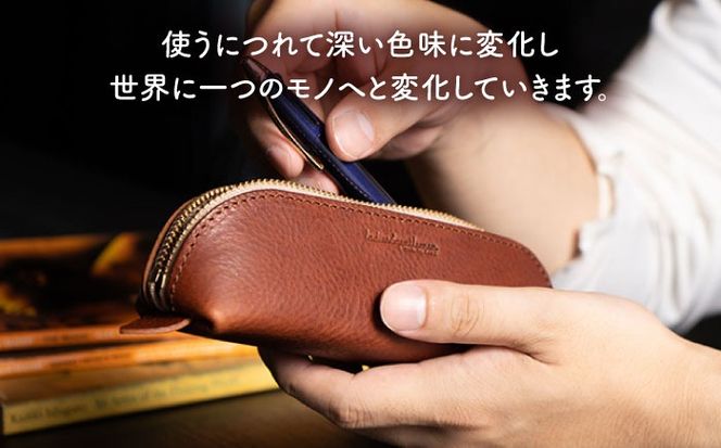 三角 フォルム の ファスナー ペンケース 《糸島》【LADIES&GENTLEMEN】 革 革製品 [ADK017] ふっくらフォルムで大容量  可愛い三角のファスナーペンケース