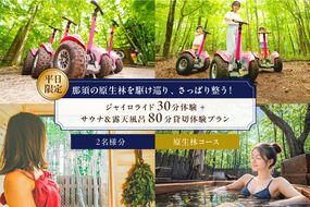 ns115-008 那須の原生林を駆け巡り、さっぱり整う！ジャイロライド30分体験 +サウナ＆露天風呂80分貸切体験プラン 2名様分