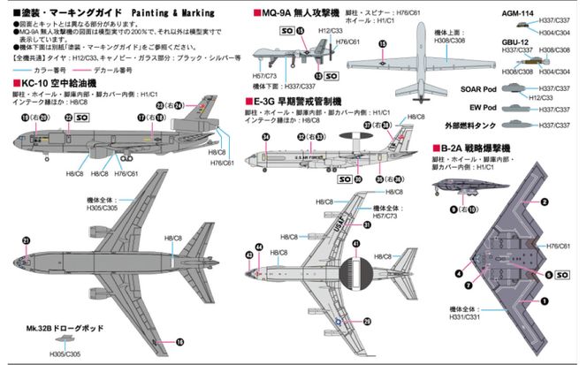 【S86】 1/700 アメリカ空軍機セット8 【kw0168-0033】