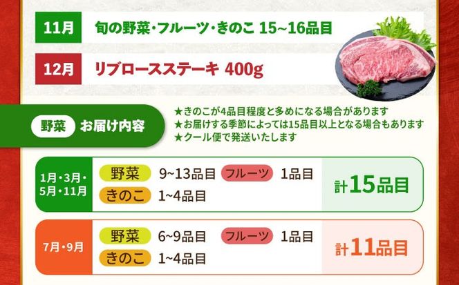 【12回定期便】長崎和牛と旬の野菜が楽しめる バラエティ定期便 / 野菜定期便 やさい定期便 肉定期便 牛肉 / 南島原市 / 贅沢宝庫[SDZ054]