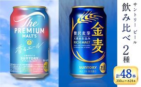 “九州熊本産” 飲み比べ 香るエール 金麦 48本 350ml × 各 24本 《30日以内に出荷予定(土日祝除く)》阿蘇天然水100％仕込 プレミアムモルツ ザ・プレミアム・モルツ ビール ギフト お酒 アルコール 熊本県御船町 ザ・プレミアムモルツ 缶ビール サントリー---mifune_snt_48_2case---