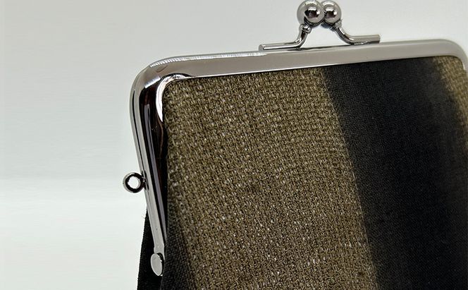 がま口ポーチM ぜんまい紬 茶系 ファッション小物 財布 ファッション 