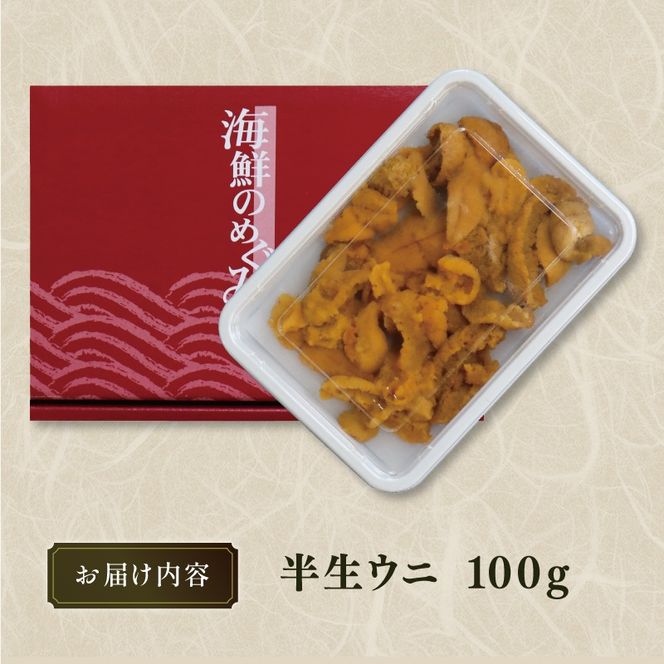 半生うに 100g 冷凍 うに キタムラサキウニ ミョウバン不使用 無添加 [kama019_4]	