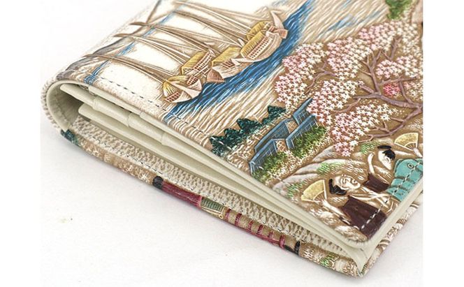 【文庫屋大関】スッキリ大人の財布　束入れ　浮世絵　御殿山【皮革工芸品】 ファッション小物 手作業 手塗 