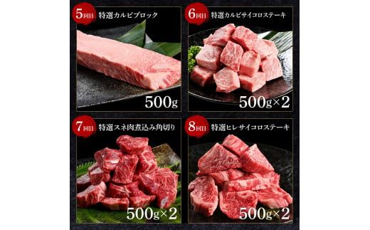 【CF-R7hbk】＜8ヶ月定期便＞ 土佐和牛詰め合わせ8種Bセット（合計6.3kg）6.3キロ 赤身ブロック サイコロステーキ ロース サーロイン カルビ スネ ヒレ ブロック肉 特選 赤身 牛肉 和牛 国産 熟成肉