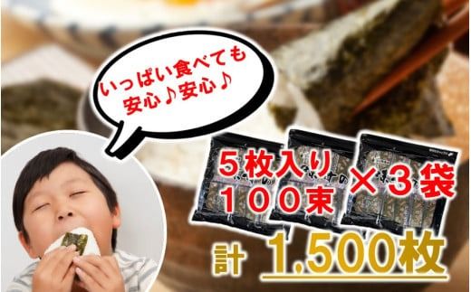 おおいたの味付けのり 1500枚 (12切5枚×100束×3袋) 味付海苔 味のり