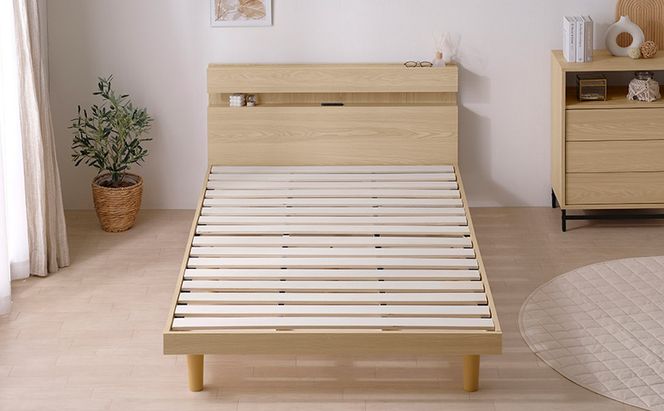 すのこベッド ナチュラル ベッド SNBS-SD アイリスオーヤマ セミダブル すのこ ベッド スノコ ベッドフレーム ヘッドボード 収納 棚 コンセント付き インテリア 寝室 