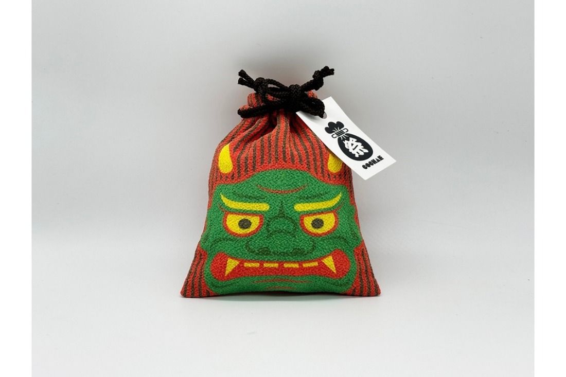 丹後ちりめん 祭巾着(おに) サイズ:約17cm×13cm DZ00027-06