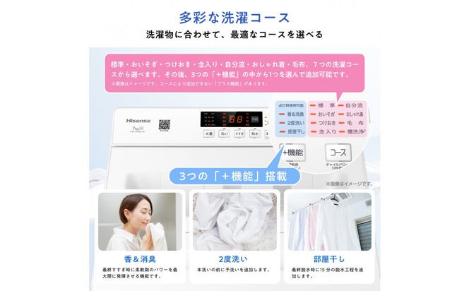 Hisense ハイセンス 洗剤自動投入 洗濯機 【設置費込み】7kg スリム 1-2人用  最短15分洗濯  シャワー水流 激流洗浄 予約機能  省エネ ホワイト/ホワイト HW-G70XL-W 人気 おすすめ 家電 送料無料 141305_KC76