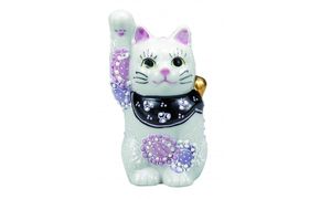 九谷焼　3.2号招き猫　花むらさき a05 172111_CY2203