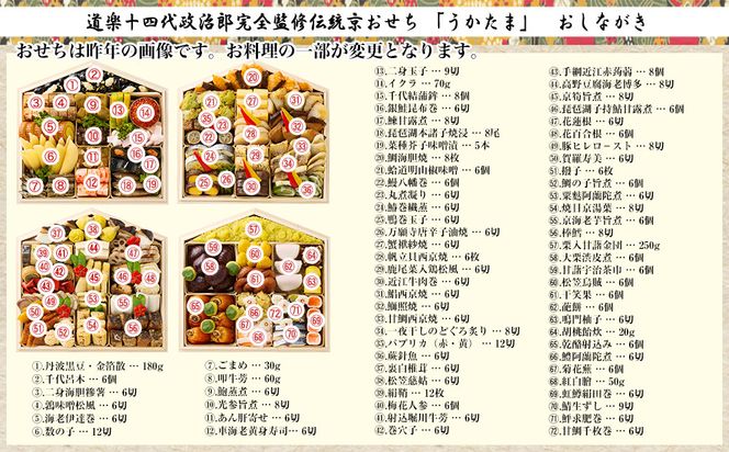 【京料理 道楽】国産 与段生おせち「うかたま」(約6～10人前)｜京都 老舗料亭 本格和風おせち 人気［ 京都 東山 創業390年 老舗 料亭 おせち 大人気 おすすめ 2027 正月 お節 おせち料理 お取り寄せ 送料無料 年内配送 ふるさと納税 ］ 261009_A-PF3004
