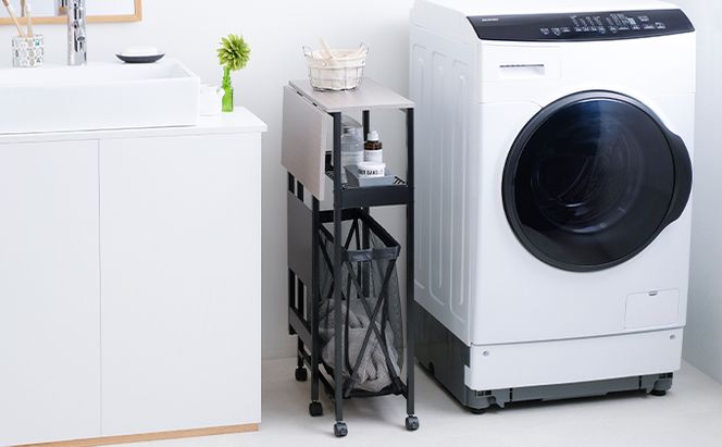 天板付きランドリーワゴン スリムタイプ バスケット付TLAW-B220ブラック ランドリーバスケット ストッカー 洗濯カゴ アイリスオーヤマ 