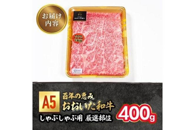 百年の恵み おおいた和牛 A5 しゃぶしゃぶ用 厳選部位 (400g) 国産 牛肉 肉 霜降り ロース 肩ロース もも 肩 和牛 ブランド牛 しゃぶしゃぶ 冷凍 大分県 佐伯市 【FS04】【 (株)トキハインダストリー】