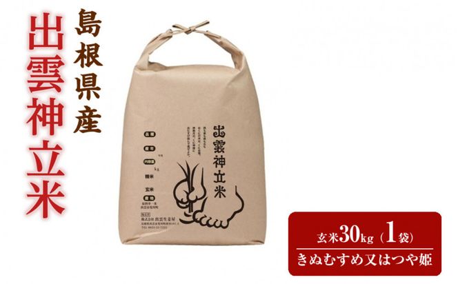 【2026年9月中旬以降発送】出雲神立米（つや姫 または きぬむすめ） 玄米30kg　【品種選択不可】 322032_FW007