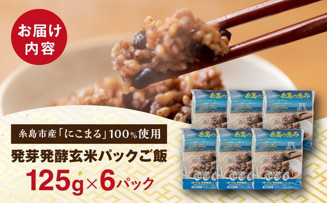 発芽発酵玄米パックご飯 125g×6パック 糸島市産 糸島市 / 糸島の恵み ごはん 米[AGR005]