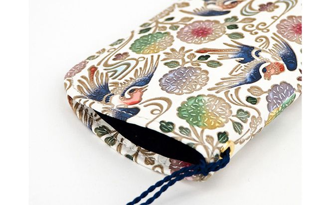 【文庫屋大関】メガネケース　花鳥【皮革工芸品】 ファッション小物 民芸品 