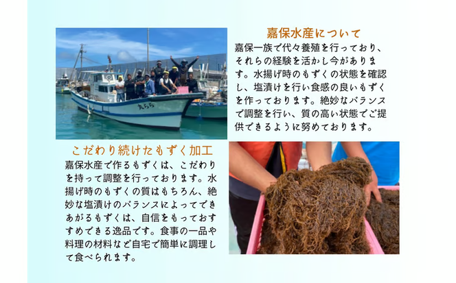 【嘉保水産】勝連産・太もずく（塩蔵タイプ）約5kg　プラスチック容器入り