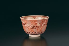 抹茶碗　扇面ちらし文 福島武山作