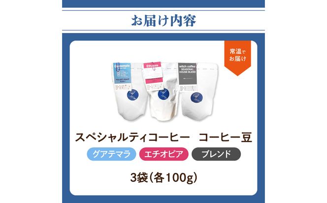 【I04009】スペシャルティコーヒー コーヒー豆100g×3袋入り ギフトセット