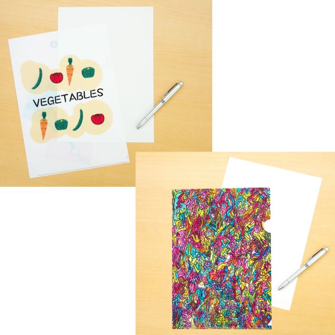 ★福祉施設応援品★ オリジナルクリアファイルセット（３枚入り） ［204K02］ 福祉施設応援品 オリジナルクリアファイルセット ３枚入り 福祉 障がい福祉 福祉事業所 支援 オリジナル クリアファイル セット 文房具 文具 事務用品 かわいい イラスト入り 手作り 愛知県 小牧市 送料無料