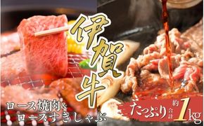 伊賀牛 ロース焼肉＆ロースすきしゃぶセット 約1kg【cook0007】