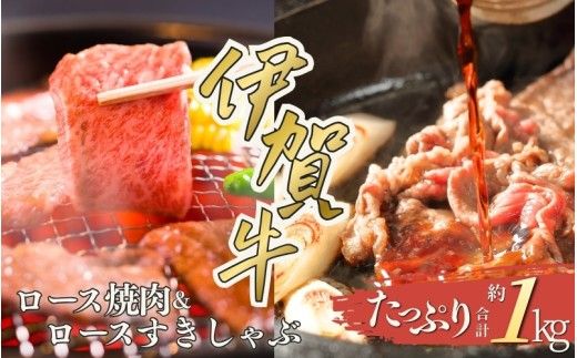 伊賀牛 ロース焼肉＆ロースすきしゃぶセット 約1kg【cook0007】