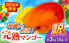 【先行予約 2026年発送 予約受付】 訳あり 完熟マンゴー 約3kg (約1.5kg (3～6玉) ×2箱) マンゴー 沖縄 果物 フルーツ ギフト 沖縄市 / ちゃんぷる～市場 [BCAA003]