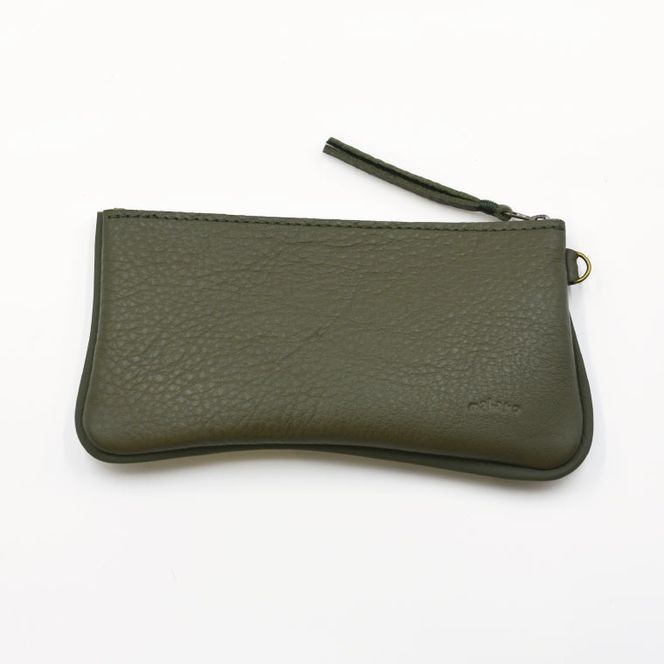 益子の革工房maharoのファスナーお札ケース　オリーブグリーン｜栃木県 益子町 ふるさと納税 ファスナーお札ケース 牛革 手作り（AX138-6）