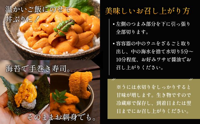 【礼文島リボンプロジェクト】北海道 礼文島産 ミョウバン不使用 塩水ウニ エゾバフンウニ 100g×2パック(ピンバッジ付)［野崎水産］【 うに ウニ 雲丹 生うに 塩水うに バフンウニ 自然保護 寄付 海鮮 】