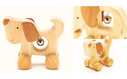 木のおもちゃ ころりんアニマル いぬ 犬 動物 木製 おもちゃ 知育玩具 赤ちゃん ベビー 男の子 女の子 ギフト プレゼント 贈り物 出産祝い 誕生日祝い 日本製 手作り のし 熨斗 受注生産 山のくじら舎 高知県 コロコロ遊び オルゴールボール 鈴 ヒノキ ケヤキ W135mm×H115mm×D70mm かわいい動物 木育 エコ玩具 国産 安全 安心 おしゃれ 人気 おすすめ 安芸市 高知県