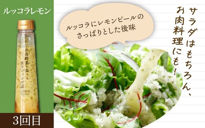 【全3回定期便】【毎月1本ずつお届け】糸島野菜を食べる生ドレッシング 1本 × 3種 お試し 定期便 （ 人参 / 玉葱 / ルッコラレモン ） 糸島市 / 糸島正キ [AQA035] ドレッシング 定期便 ギフト 無添加 人気 贈り物 お土産 人参 玉ねぎ