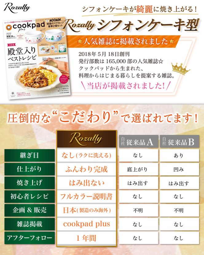 【雑誌掲載モデル】 シフォンケーキ型 シフォン型 17cm 【kw0286-0004】