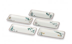 8号皿揃　五草絵変わり 民芸品 工芸品 雑貨 食器 角皿 お皿 プレート キッチン雑貨 キッチン用品 172111_CY3074
