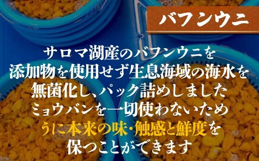 【先行予約】サロマ湖産 無添加 バフンウニ 800g（100g×8）海水パック（2026年4月以降順次発送予定） SRMA024