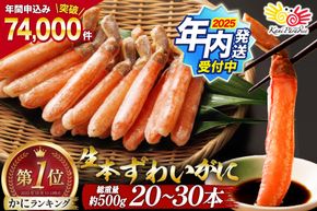 かに カニ【年内配送】 生本ずわいがに 棒肉 ポーション 20～30本入 総重量 約500g [カネダイ 宮城県 気仙沼市 20564322] むき身 カニ かに 生 ずわいがに ズワイガニ ずわい蟹 ズワイ蟹 蟹 カニ カニ脚 蟹脚 カニ棒肉 カニ 蟹