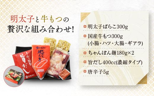 明太 もつ鍋 3～4人前 かねふく 明太子 築地 ふく竹 めんたいパーク 限定 鍋セット お手軽