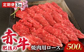 定期便 3ヶ月 あか牛 焼肉 ロース 500g 肥後の赤牛 肉 お肉 牛肉 牛 焼き肉 焼肉用 3回 お楽しみ 