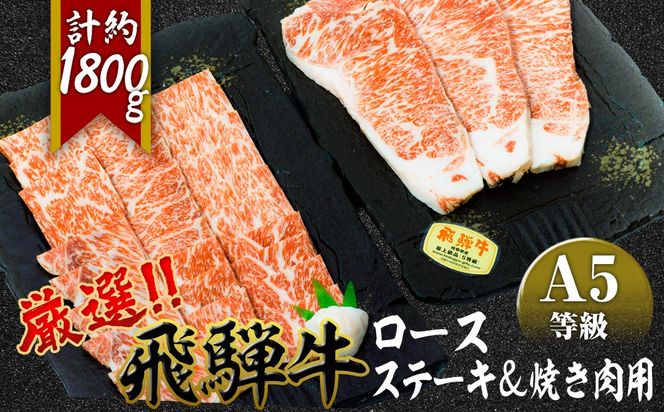 店主こだわり雌牛 飛騨牛A5等級　ステーキ＆焼き肉用計約1.8kg [No.111]