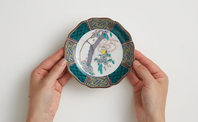 九谷焼　4.2号皿揃　花鳥絵変り（5枚セット） a01 民芸品 工芸品 お皿 豆皿 
